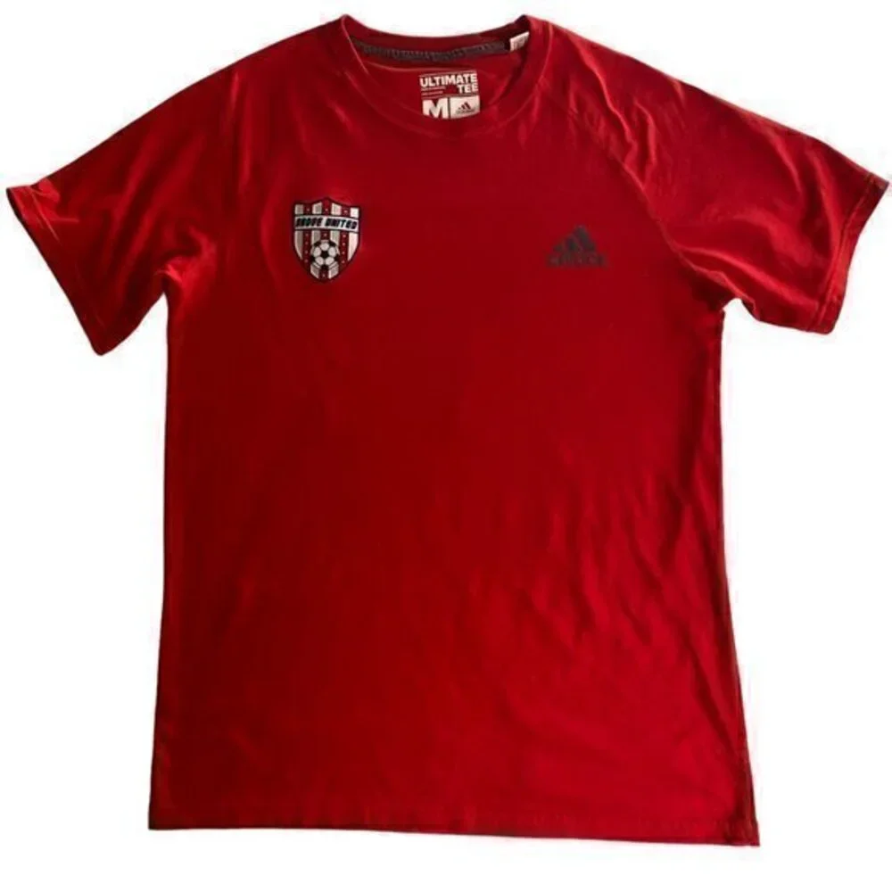 Adidas Mens Shirt Climalite Grove United Soccer Patch Red Short Sleeve Size M